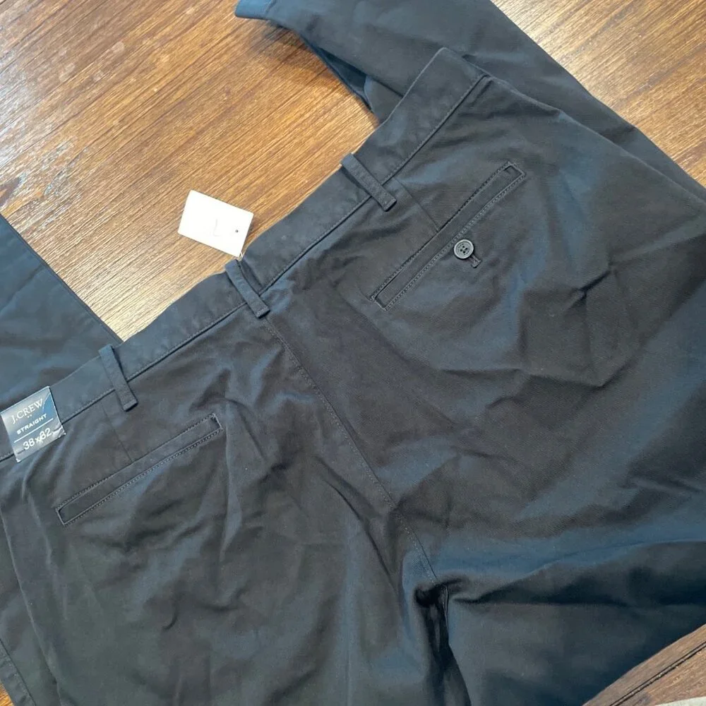 NWT J.Crew Factory 38x32 Straight Fit Flex Chino Pants Black Workwear Office